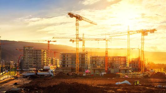 construction site at sunrise