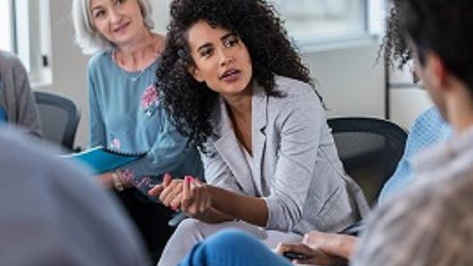 Woman sitting in session