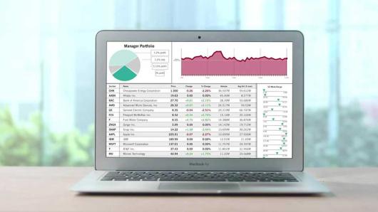 Laptop showing investment portfolio