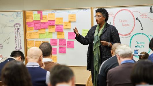 Professor Linda Hill teaching executives